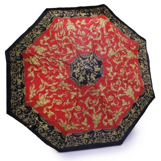 Sombrilla Compacta Estampada Flores con Mango De Plástico Negro Línea Dorada 95 Cm | TF-5011