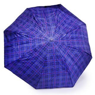 Sombrilla Compacta Estampado Cuadriculado con Mango De Plástico Negro Línea Dorada 95 Cm | TF-5012