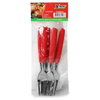 Bolsa Con 6 Tenedores De Acero Medianos Con Mango De Plástico Varios Colores 19.2 Cm | XT-81423
