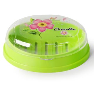 Jabonera De Plástico Grande Ovalada Estampada Flores Con Tapa Transparente 14.2 Cm | DMC-116