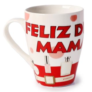 Taza De Cerámica En Color Blanco Estampada Ovalada Con Asa De 350 Ml | DMC-547