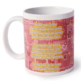 Taza De Cerámica En Color Blanco Recta Estampado Poema Para Mamá 350 Ml | DM-657
