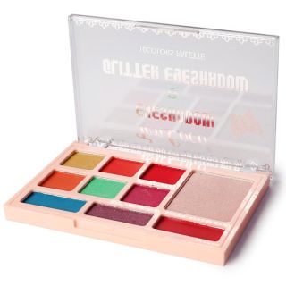 Sombra Para Ojos En Estuche Rosa Con 10 Tonos Cubiertos De Brillos Estampado Mariposa 12.2 Cm | HU-HY289