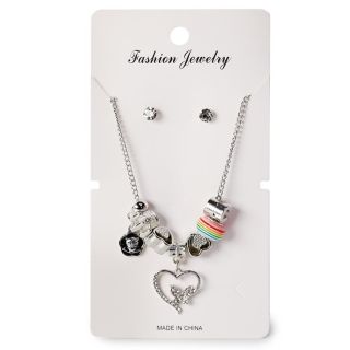 Collar Mediano De Metal Con Dijes De Colores Y Piedras Con Aretes 15 Cm | ZXQ03204