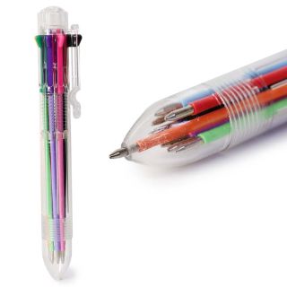 Pluma Escolar Grande Ancha Con 8 Colores Intercambiables Envase Transparente 14 Cm | RUN-519