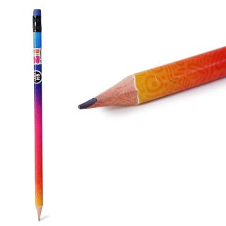 Lápiz Escolar De Madera HB Triangular Grafito Estampado Tricolor Con Goma De Colores 19 Cm | ZIN-0017
