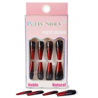 Uñas Postizas Largas Bicolor Con Glitter metalizado De Colores Caja Bicolor De 11.5 Cm | MK-L-63