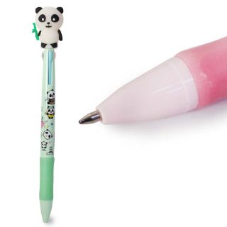 Pluma Escolar Delgada Con 3 Colores Intercambiables Estampado Y Figura Panda 16.7 Cm | MK-P-02