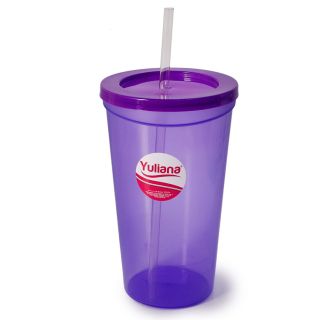 Vaso De Plástico Grande Orlando En Colores Translúcidos Con Línea Mate Y Popote 1000 Ml | MX-333C