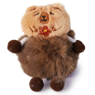 Llavero Pompón De Peluche Grande En Forma De Capibara Color Café Con Bolitas 11 Cm | HM-5J-560