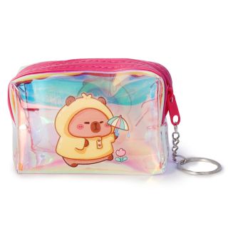 Monedero Mediano De Hule Tornasol Rectangular Con Cierre Y Estampado Capibaras 9 Cm | HM-5J-576