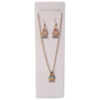 Collar De Metal Cadena Delgada En Color Dorado Con Aretes Dijes Muñecos 20 Cm | XQ-07-318