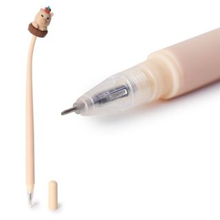 Pluma Escolar Flexible Con Figura Capibara De Goma Y Tinta Negra De Gel 22.5 Cm | KUN-3373