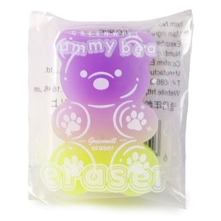 Goma Borrador Escolar Mediano En Forma De Oso Bicolor Neón Estampado Colores 4.5 Cm | KUN-3483