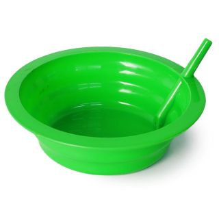 Plato Tazón De Plástico Grande Infantil Con Popote y Grabado Líneas Varios Colores 17 x 5 Cm | RP