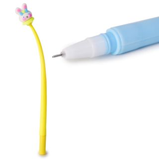 Pluma Escolar Con Tinta Negra Envase De Goma Flexible De Colores Con Conejo 21.7 Cm | HU-XX2318