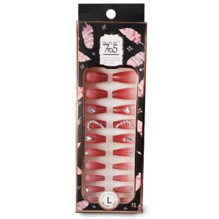 Uñas Postizas Largas De Colores Estampadas Con Piedras En Caja Negra Hojas 19.5 Cm | HU-ZJ63