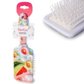 Cepillo Para Cabello Mediano De plástico Cuadrado Estampado Frutas Cerdas Suaves 21.4 Cm | HU-SZ2041