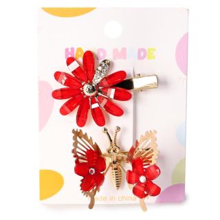 Picos Garza Para Cabello De Metal Color Dorado En Forma Flor Y Mariposa Colores 10 Cm | XQ-10-472