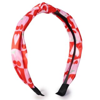 Diadema De Plástico Para Cabello Ancha Con Forro Tela Anudada Estampada Cerezas 13 Cm | XQ-12-556