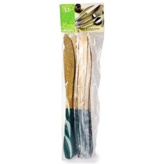 Cuchillo Cubiertos De Acero En Color Dorado Para Cocina De Sierra Y Mango Verde 23 Cm | 3H-4