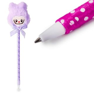 Pluma Escolar Tinta Negra Punta Delgada Con Forro Tela Y Muñeco De Peluche 23 Cm | XQ-07-315