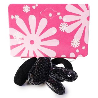 Donas Ligas Licra Chicas Con Conejo De Peluche y Lentejuela Negras En Cartón 3 Piezas 3.5 Cm | M164#1A-2