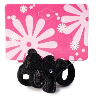 Donas Ligas Licra Chicas Con Oso De Peluche y Lentejuela Negras En Cartón 3 Piezas 3.5 Cm | M164#1A-2