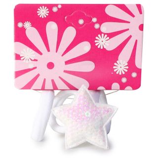 Donas Ligas Licra Chicas Con Estrella De Peluche y Lentejuela Blancas Y Negras En Cartón 3 Piezas 3.5 Cm | M164#1A-2