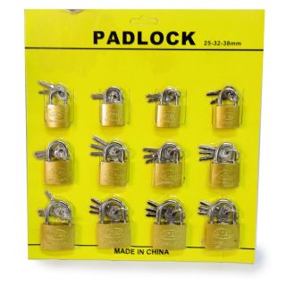 Candados De Acero En Color Dorado Con Llaves Varios Tamaños En Cartón Amarillo 28 Cm | TL35741