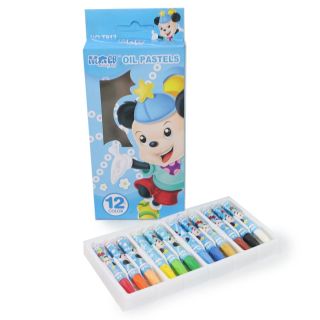 Crayones Escolares Chicos De Cera Estampados Ratón En Caja Azul Con 12 Colores 17 Cm | T912