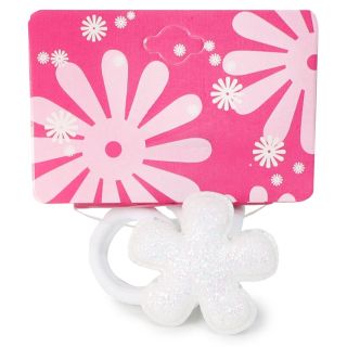 Donas Ligas Licra Para Cabello Chicas En Blanco Y Negro Con Flor Glitter En Cartón 3 Piezas 4 Cm | M164#1A-3