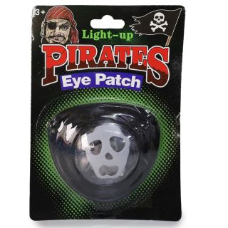 Parche De Pirata Grande En Color Negro Estampado Calaveras Con Luces 9 Cm | RJ-140