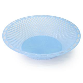 Panera Grande Circular De Plástico En Color Azul Grabada Líneas Y Tulipanes 21.7 x 5 Cm | RP