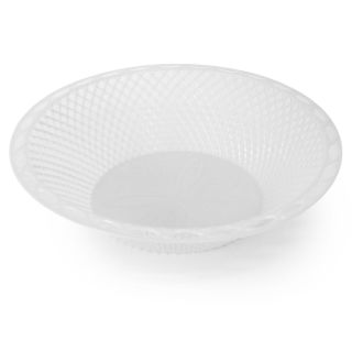 Panera Grande Circular De Plástico En Color Blanco Grabada Líneas Y Tulipanes 21.7 x 5 Cm | RP