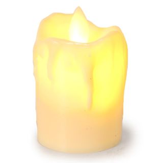 Vela Mágica Mediana Ancha Derretida Con Luz Led En Color Blanco Y Beige 7 Cm | TG-3596G-7