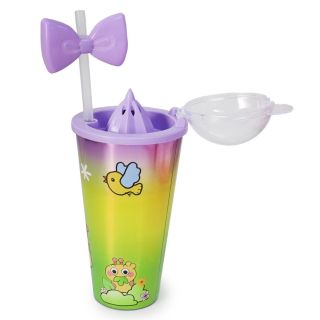 Vaso De Plástico Mediano Tricolor Metalizado Estampado Infantil Con Tapa Exprimidor 18 Cm | HU-BZ636