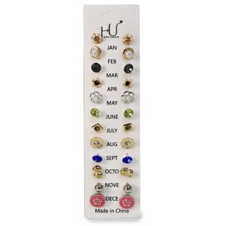 Aretes Chicos De Metal Con Figuras De Metal Piedras Y Perlas En Blíster 17 Cm | HU-ED2033