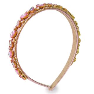 Diadema Ancha Forrada De Tela Con Línea De Piedras En Gotas Y Tiras 13 Cm | WPP0006