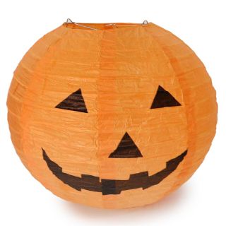 Farolillo De Papel Grande Decorativo En Color Naranja Estampado Calabaza 25 Cm | HU-WS 395