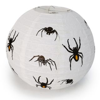 Farolillo De Papel Grande Decorativo En Color Blanco Estampado Arañas 25 Cm | HU-WS395