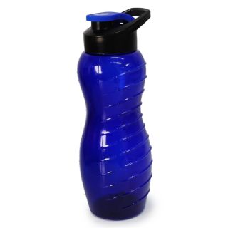 Botella Cilindro De Plástico Eclipse En Color azul Ovalado Y Tapa Negra 15.5 Cm | THJ09