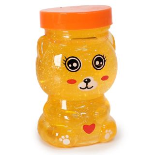 Slime Juguete Didáctico Chico En Bote De Oso Ojos Grandes Corazón Colores Glitter 6.9 Cm | JH-J2037-1