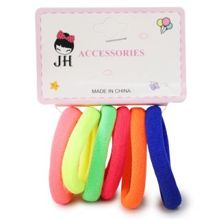 Donas Ligas Licra Chicas En Colores Neón Cartón Blanco Con 6 Donas Para Cabello 5 Cm | JH-A5012