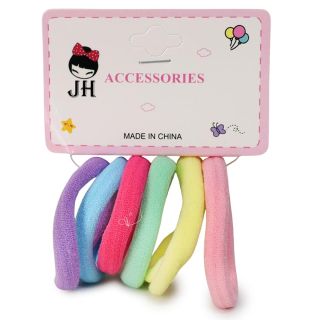 Donas Ligas Licra Chicas En Colores Pastel Cartón Blanco Con 6 Donas Para Cabello 5 Cm | JH-A5012