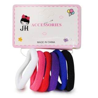 Donas Ligas Licra Chicas En Multicolor Cartón Blanco Con 6 Donas Para Cabello 5 Cm | JH-A5012