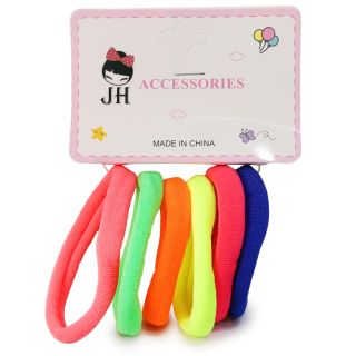 Donas Ligas Licra Medianas En Colores Neón Cartón Blanco Con 6 Donas Para Cabello 6 Cm | JH-A5014