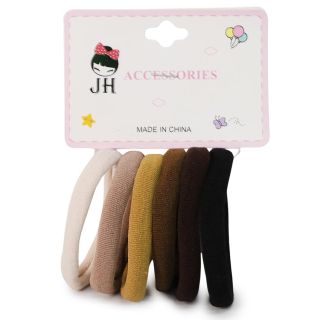 Donas Ligas Licra Medianas En Colores Café Cartón Blanco Con 6 Donas Para Cabello 6 Cm | JH-A5014