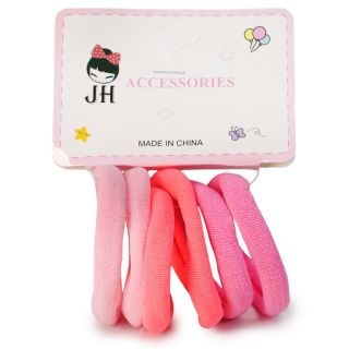 Donas Ligas Licra Medianas En Colores Rosa Cartón Blanco Con 6 Donas Para Cabello 6 Cm | JH-A5014