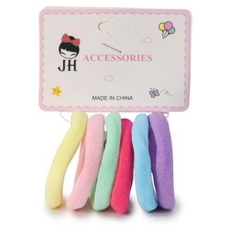 Donas Ligas Licra Medianas En Colores Pastel Cartón Blanco Con 6 Donas Para Cabello 6 Cm | JH-A5014